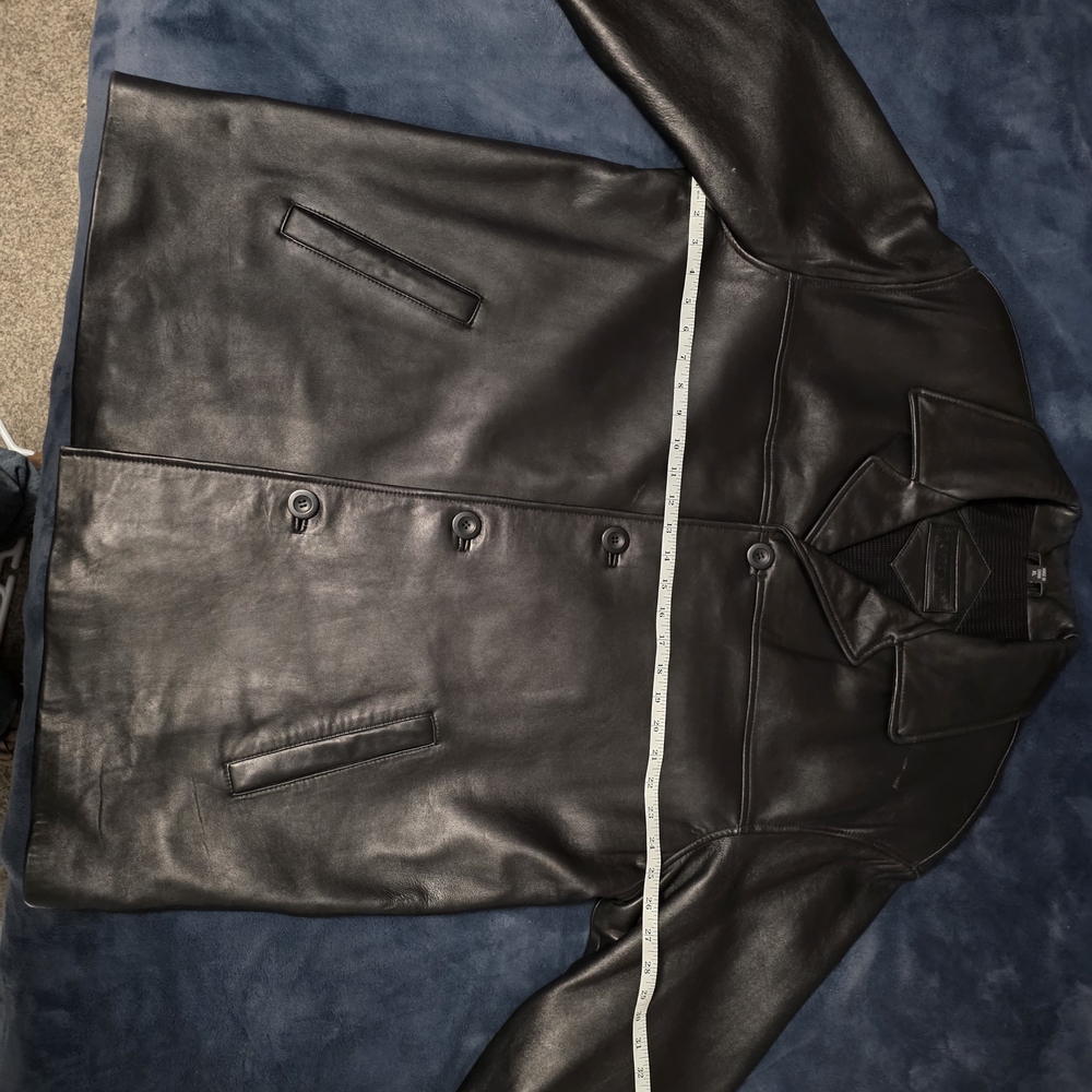 Bostonian Black Leather Pea Coat